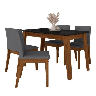 Imagem de Mesa Com 4 Cadeiras 1,36 Austin Freijó/preto/cinza - M.a