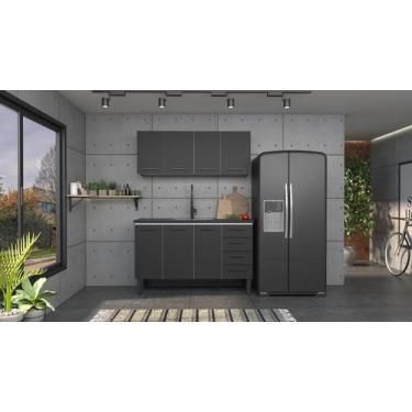 Imagem de Conjunto cozinha juno gabinete c/ armario suspenso 100% aço 1.50 mt - 