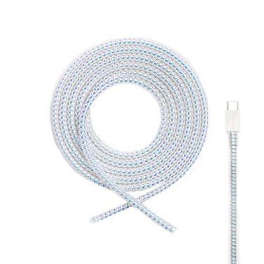 Imagem de Protetor de cabo para reparo de fios à prova de animais, protetor de cabo para animais de estimação, protetor de fone de ouvido, espiral, alívio de tensão, capa para telefone, cabo USB, 152 cm, 2