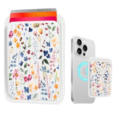 Imagem de loyogouve Carteira Magsafe, carteira de couro RFID com magnetismo mais forte, carteira magnética para iPhone 16/15/14/13/12 e Pro/Max, porta-cartão de crédito fino para meninas e mulheres., Flor,