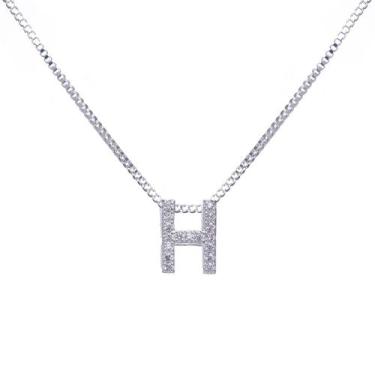 Imagem de Colar inicial cravejada Banhado Prata 925 - Papillon Semi Jóias