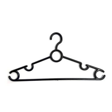 Imagem de Cabide Plastico Preto 38cm Organizador de Roupas Cabideiro Adulto Mult