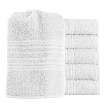 Imagem de Kit 6 Toalhas De Rosto Branco Teka Escala 280 g/m² Algodão