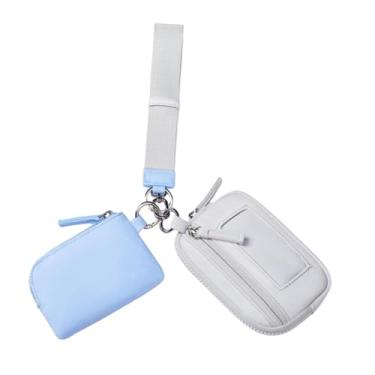 Imagem de Colaxi Carteira de punho de chaveiro Mull Men masculino Bolsa elegante Corrente prática Corrente pequena carteira com bolsa de chaveiro para férias Pesca de, Cinza Azulado