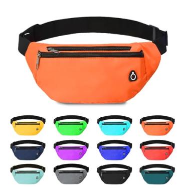 Imagem de Pochete para mulheres e homens, pochete transversal resistente à água esportiva bolsa de cintura, bolsa de cinto para viagens, caminhadas, corrida, 1 pacote - laranja, Large, Pochete