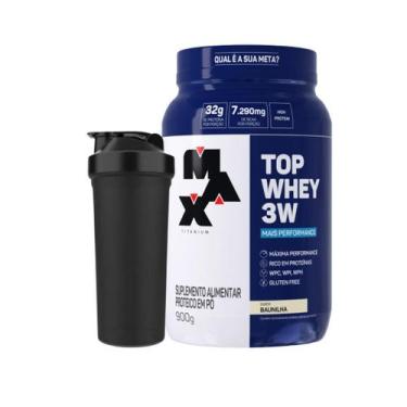 Imagem de Top Whey 3w Mais Performance 900g Max Titanium + Coqueteleira, BAUNILH