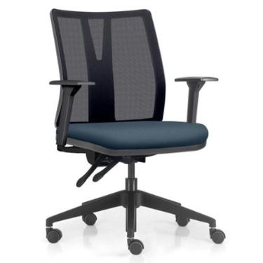 Imagem de Cadeira De Escritório Giratória Diretor Flow F02 Base Preta Sintético Azul - Lyam Decor