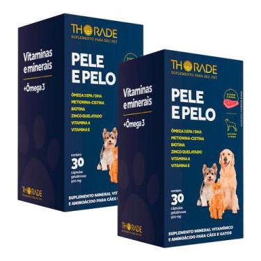 Imagem de Kit 2 Suplemento Vitamínico Pele Pelo Cão Gato 30cáp Thorade