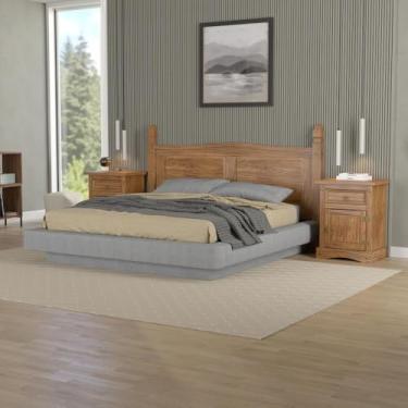 Imagem de Marin Brasil Cabeceira Casal Queen e Mesas de Apoio em Madeira Carvalho Rústico Marin Brasil