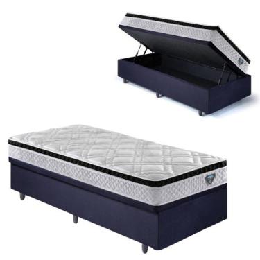 Imagem de Base Box Baú 88x188 Suede Preto com Colchão Cama inHouse - B&G