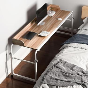Imagem de Mesa sobreposta com rodas e altura ajustável, mesa de computador para laptop, estudo, hospital, médico, adequada para quarto/estudo/sala de estar, fácil de mover a mesa