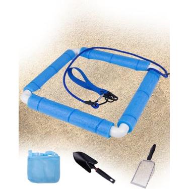 Imagem de WodGod Shark Tooth Sifter Set,Plastic Net,Includes Black Shovel,Beach Bag,Beach Mesh Shovel,Lightweight Floating Sand Sifter for Shark Teeth, Durable with Comfortable Grip and Wrist Strap,Blue
