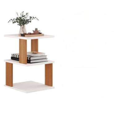 Imagem de Kit 2 Mesa de Cabeceira Modelo Mesinha Lateral Criado Mudo Quarto(Branco Freijó)