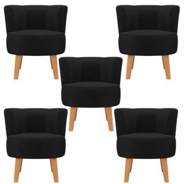 Imagem de Jogo 5 Poltronas Cadeira para Mesa de Jantar Sala de Jantar Ergonômica Confortável MOBLAN decor (Preto)