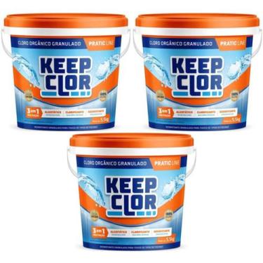 Imagem de Kit com 3 keepclor dicloro 40% pratic line 10kg - 001939