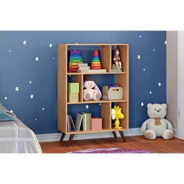 Imagem de Estante Livreiro Solteiro RT3015 c/ 6 Nichos 81x124cm Mel - Movelbento