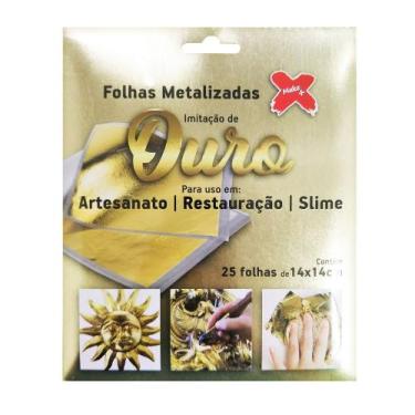 Imagem de Folha Metalizada Ouro Folha de Ouro 25 folhas Restauração - MAKE+