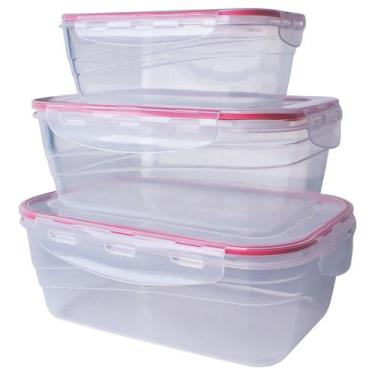 Imagem de Kit 03 Potes Plástico Herméticos 500/1000/1500ml Food Lock - Lp House,