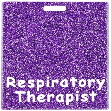 Imagem de Abamilaka Carretel de crachá de terapeuta respiratório, porta-crachá com glitter, horizontal, roxo, acessórios de amamentação, etiquetas de identificação de acrílico, cartões de identificação