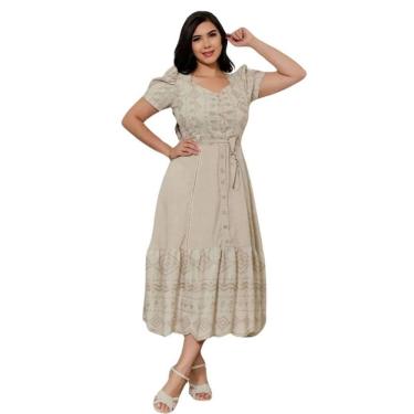 Imagem de Vestido Elegance Zamona Linho Babado Rodado