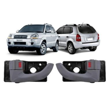 Imagem de Par Maçanetas Internas Puxador Portas Dianteiras Traseiras Cinza Claro