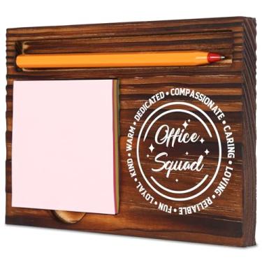 Imagem de TRCENDE Presente de esquadrão de escritório para colegas de trabalho e membros da equipe, bloco de notas de madeira e suporte de caneta, organizador de mesa de agradecimento para funcionários de
