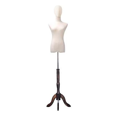 Imagem de CUTPOIY Manequim em forma de vestido de manequim torso manequim loja de roupas modelo manequins com base de madeira janela prateleira de exibição (#7 pequeno)