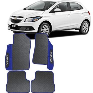 Imagem de Lindo jogo tapete 4 peças carro automotivo  na cor azul chevrolet onix