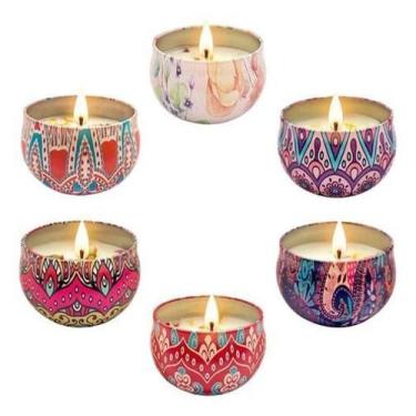 Imagem de Kit 2 Super Velas Grande Perfumadas Lata Mandala Cera Coco - Sweet Hom