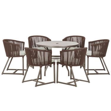 Imagem de Mesa com 6 Cadeiras de Jantar Roma 120cm e Noronha em Alumínio