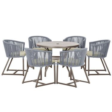 Imagem de Mesa com 6 Cadeiras de Jantar Roma 120cm e Noronha em Alumínio