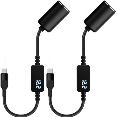 Imagem de Adaptador USB C macho para isqueiro de 12 V, cabo de alimentação de 12 V 18 W para câmera de painel, tiras de luz LED de carro, GPS (pacote com 2)