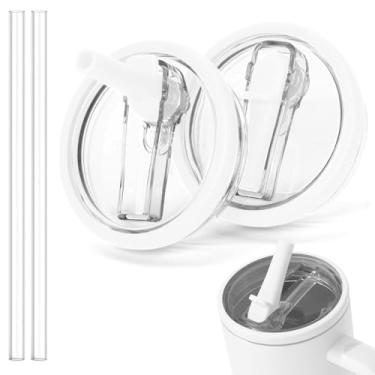 Imagem de TIZHJOZI Tampa de canudo de substituição para copo Stanley Quencher de 850 g - 2 peças de tampas de copo à prova de vazamento com canudo, capa de copo à prova de derramamento compatível com acessórios