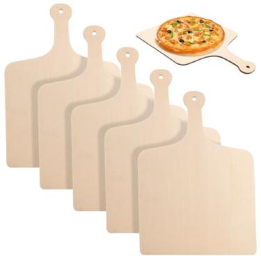 Imagem de Acrux7 5 peças de casca de pizza de madeira de 30 cm com alça, espátula de madeira para restaurante, cozinha, pão, frutas, legumes, queijo, tábua de servir