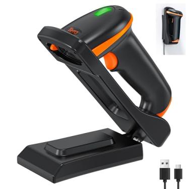 Imagem de Scanner de códigos de barras Tera 2D com suporte dobrável ajustável e suporte de carregamento, montagem na parede 2,4 G sem fio e USB 2.0 com fio QR leitor de código de barras com alerta de vibração