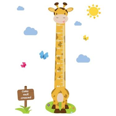 Imagem de Adesivo de Parede Girafa Régua de Crescimento Infantil Quarto 146cm (Amarela)