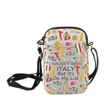 Imagem de MNIGIU Bolsa tiracolo Italy Symbols Gift I Haven't Been Italy But It's On My List, presente de viagem na Europa, bolsa de ombro italiana, I Haven't Been Italy But It's on My List