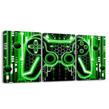 Imagem de Feelyou Decoração de parede infantil Gamer Picture Wall Decor Honeycomb Gaming Canvas para sala de estar, quarto, meninos, meninas, gamepad, pintura de parede, pôsteres, console de jogos, controle de