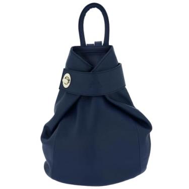 Imagem de Mochila feminina Fioretta de couro legítimo italiano com alça superior, Azul, Large