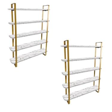 Imagem de Kit 02 Prateleiras de Esmalte Arusi Expositor de Frascos - Dourado/vulcano