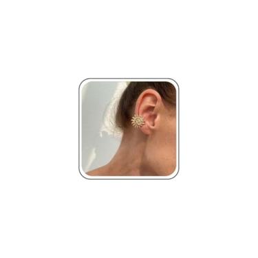 Imagem de Sttiafay Brincos Boho Sun Ear Cuff Warp Pequeno Sol Lua Brinco Dourado Sunburst Ear Cuffs Clip On Brincos Sem Piercing Cartilagem Clipe Joias para Mulheres, Zinco, Sem pedra preciosa
