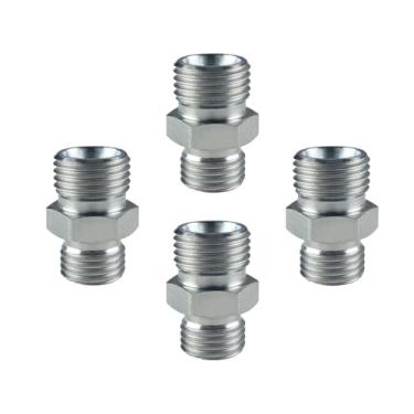 Imagem de DEWHEL Conector de rosca de mangueira hidráulica de aço carbono M14 a M16 4 peças compatível com mini escavadeira AGT, FF Industries, VICSEC, Miva, MachPro, TPM