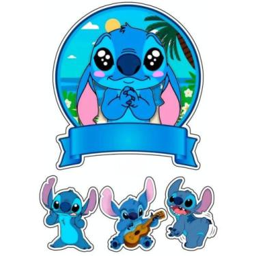 Imagem de Topper De Bolo Stitch Personalizado - LS personalizados, Azul, Stitch