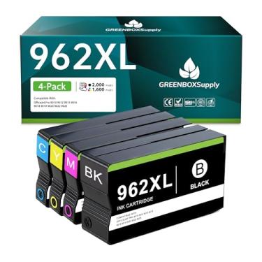 Imagem de Cartucho de tinta compatível 962 combo de substituição para HP 962 962 XL cartucho de tinta preto e colorido para OfficeJet Pro 9010 9012 9015 9016 9018 9019 9020 9022 9025 impressora, pacote com 4
