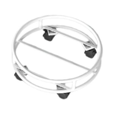 Imagem de predolo Suporte de ferro para plantas com rodas, carrinho para vasos, suporte para plantas, rolo para áreas internas e externas, Branco