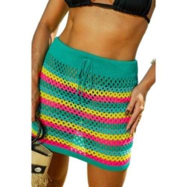Imagem de Saia Saida de Praia em Tricot - IMPERIO MALHAS, Turquesa colorido, UNI