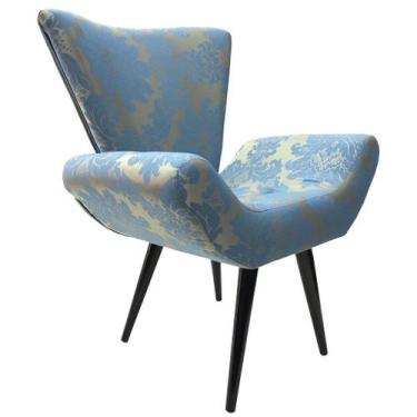 Imagem de Poltrona Decorativa Elegance 227 Azul com Dourado - Sua Casa Decor