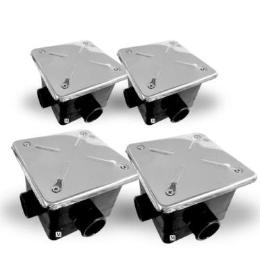 Imagem de kit com 4 Caixas de Passagem em Abs com Tampa Inox Marol