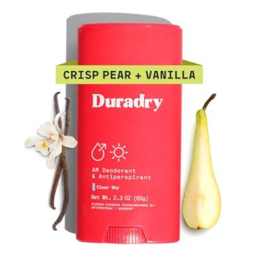 Imagem de Duradry Desodorante antitranspirante Clinical-Strength para mulheres e homens – Fórmula limpa com ingredientes naturais para proteção contra odor e suor excessivo – céu claro (pera crocante + baunilha