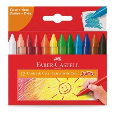 Imagem de Giz de cera curto 12 cores jumbo faber castell